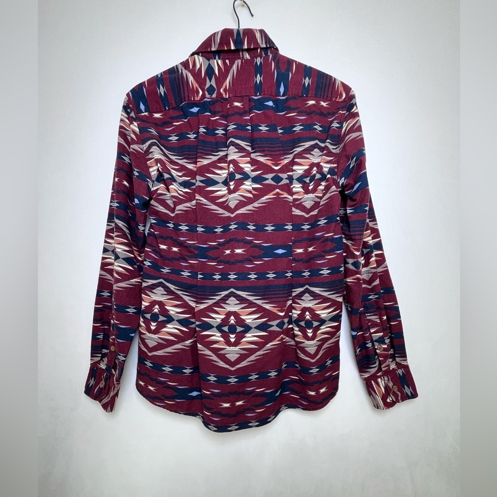 Thunder Men's Tribal Western Southwest Pattern Button-Up Shirt Red Navy Size L - Picture 4 of 4